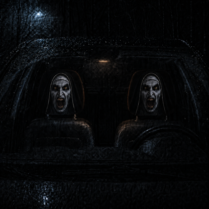 The Nun Valak Horror Car Headrest Cover – Creepy Halloween Auto Decor