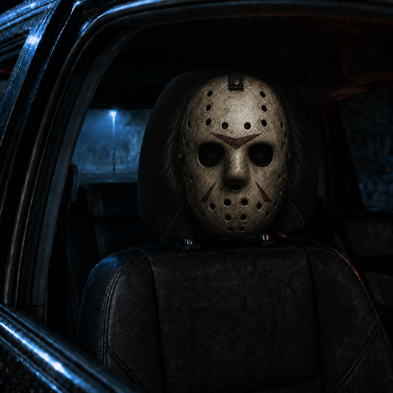 Jason Voorhees Horror Car Headrest Cover – Friday the 13th Creepy Halloween Auto Decor