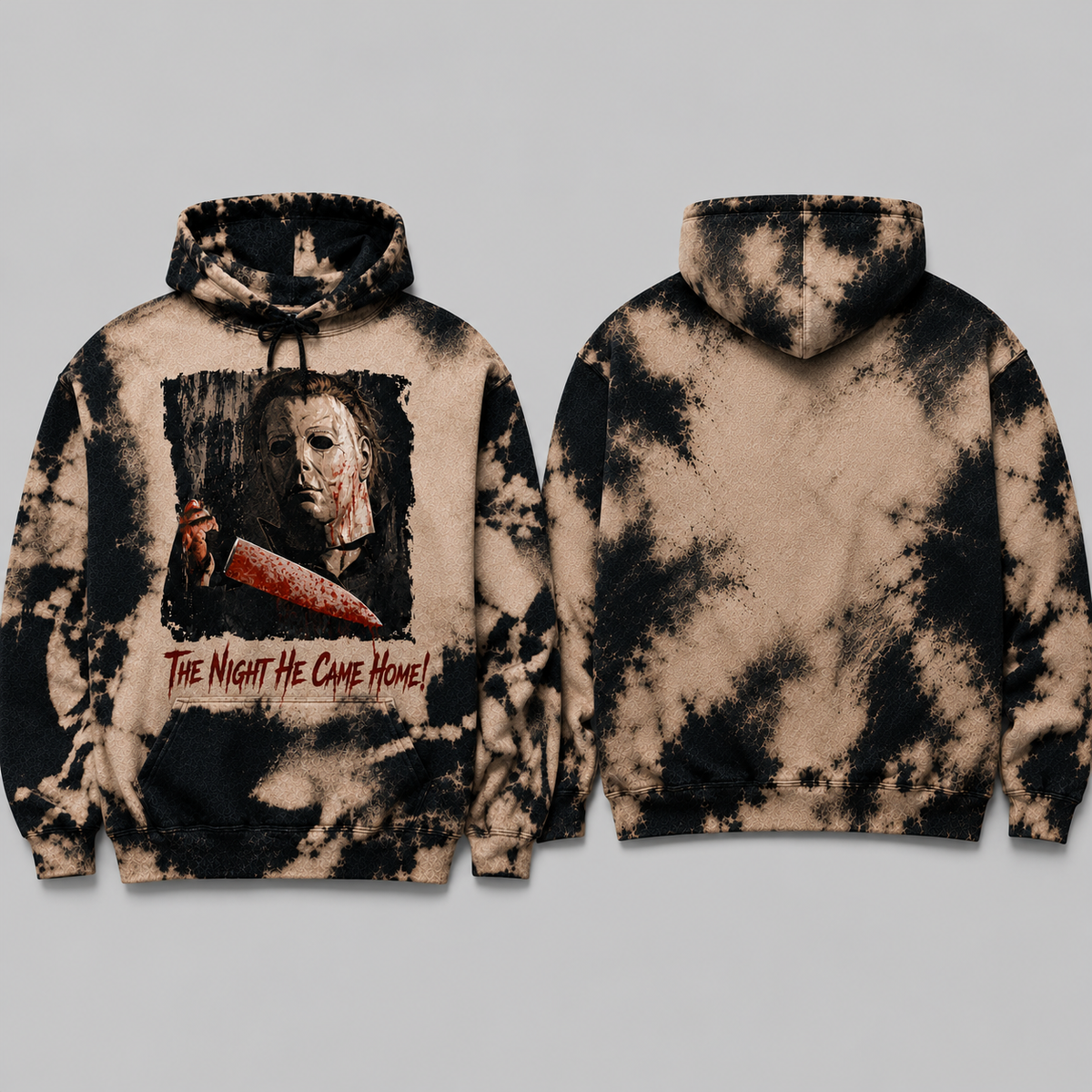 Michael Myers Halloween Bleached Graphic Hoodie - Retro Halloween Graphic Sweatshirt