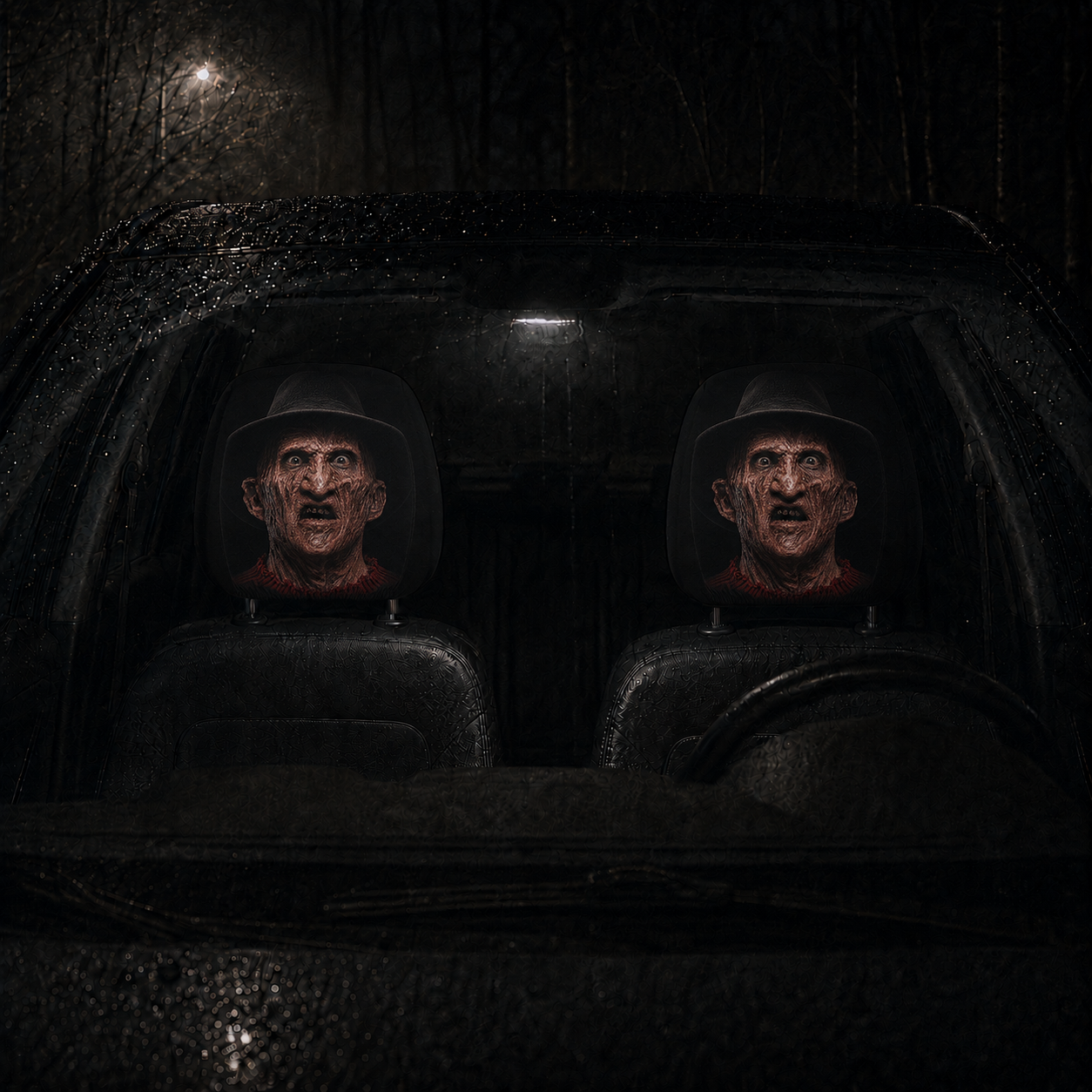 Freddy Krueger Horror Car Headrest Cover – A Nightmare on Elm Street Halloween Auto Decor
