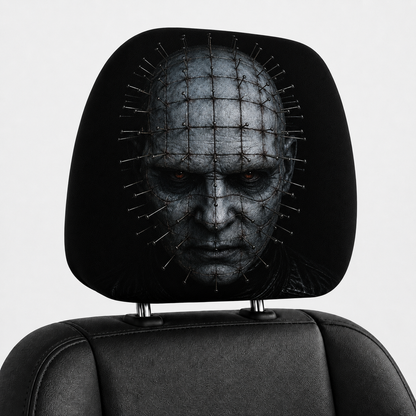 Pinhead Horror Car Headrest Cover – Creepy Hellraiser Halloween Auto Decor