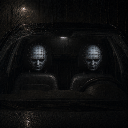 Pinhead Horror Car Headrest Cover – Creepy Hellraiser Halloween Auto Decor