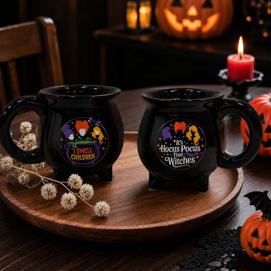 Hocus Pocus Halloween Cauldron Mug – Spooky Halloween Decor Ceramic Coffee Mug