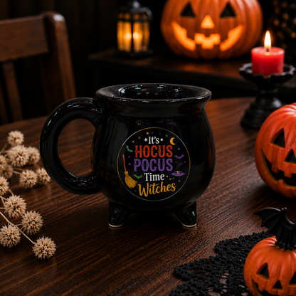 Hocus Pocus Halloween Cauldron Mug – Spooky Halloween Decor Ceramic Coffee Mug