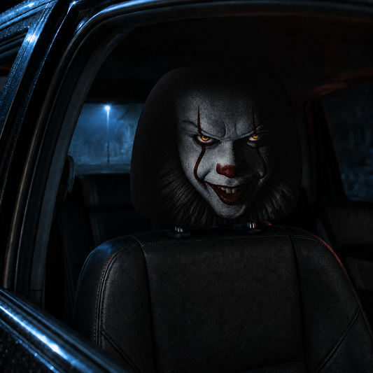 Pennywise IT Horror Car Headrest Cover – Spooky Horror Car Accessory