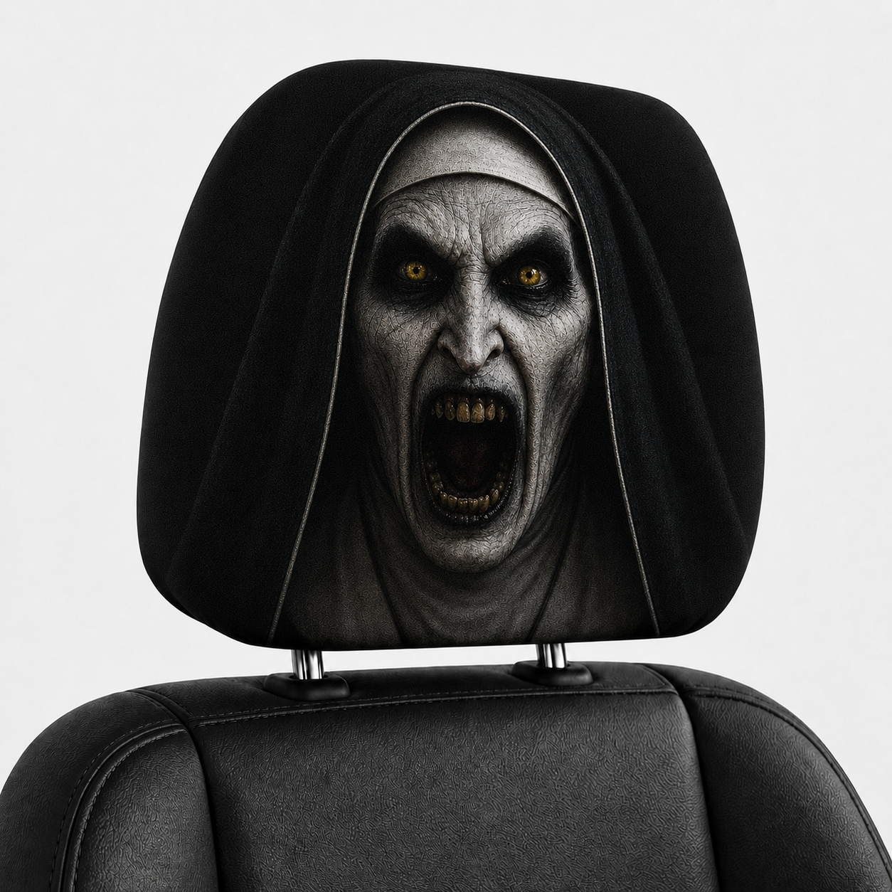 The Nun Valak Horror Car Headrest Cover – Creepy Halloween Auto Decor