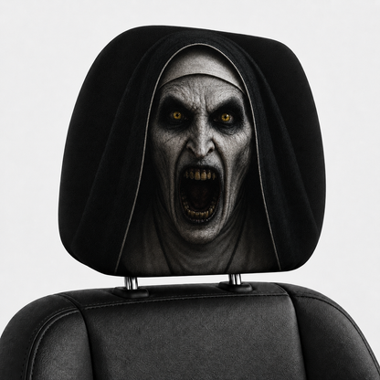 The Nun Valak Horror Car Headrest Cover – Creepy Halloween Auto Decor