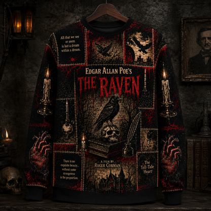 Edgar Allan Poe The Raven Sweatshirt - Vintage Gothic Horror Graphic Pullover Crewneck