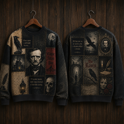 Edgar Allan Poe Patchwork Sweatshirt - Dark Academia Gothic Literature Crewneck