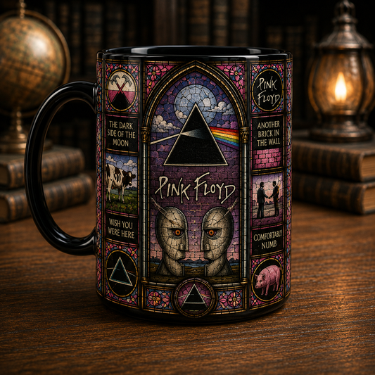 Pink Floyd Stained Glass Mug – Dark Side of the Moon Music Gift
