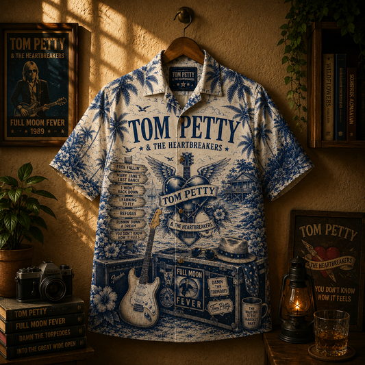Tom Petty And The Heartbreakers Hawaiian Shirt – Unisex Blueprint Button Up