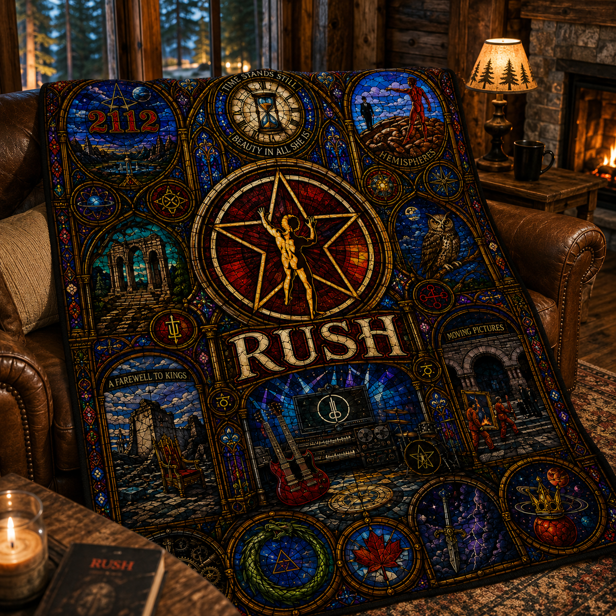 Rush Band Sherpa Blanket – Starman Stained Glass Throw Blanket