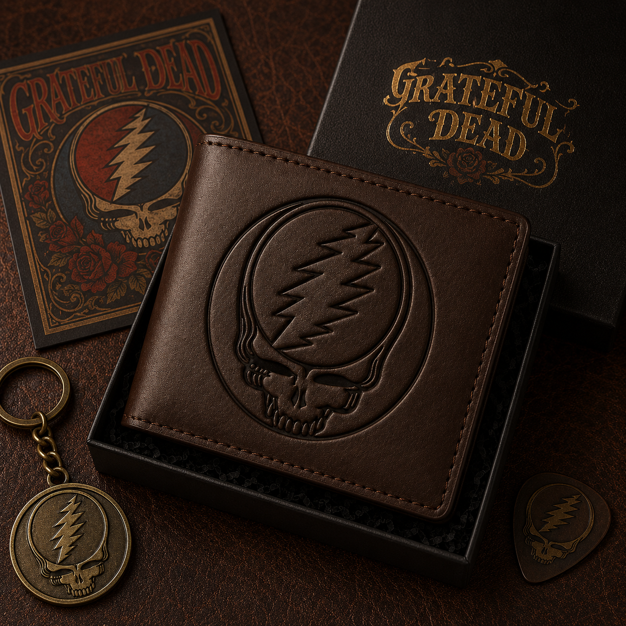 Grateful Dead Stealie Wallet – Classic Rock Inspired Leather Wallet (With Box)