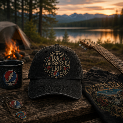 Grateful Dead What A Long Strange Trip It’s Been Vintage Dad Hat – Deadhead Camping Cap Gift