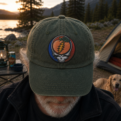 The Allman Brothers Band Peach Skull Vintage Cap – Southern Rock Camping Dad Hat Gift