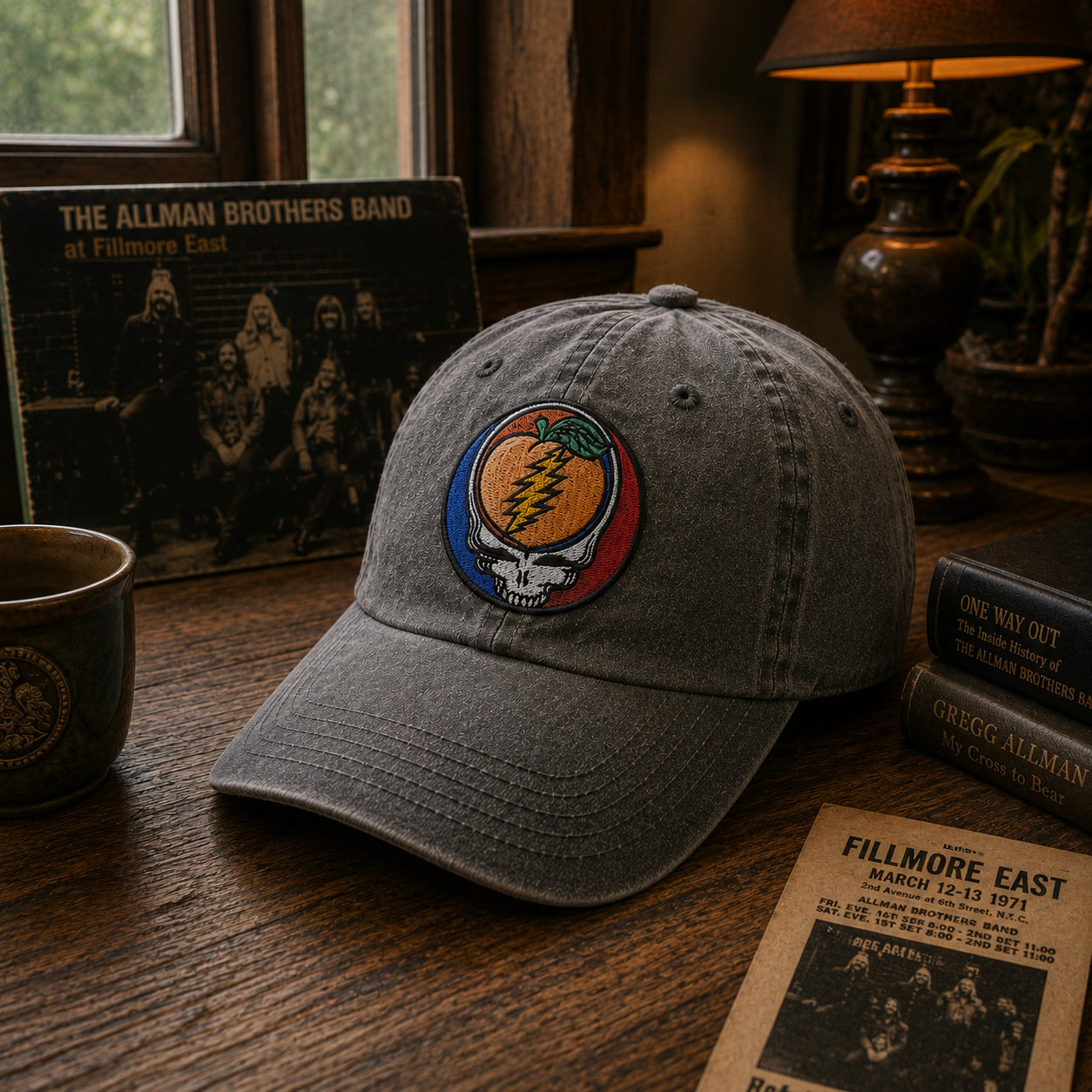 The Allman Brothers Band Peach Skull Vintage Cap – Southern Rock Camping Dad Hat Gift