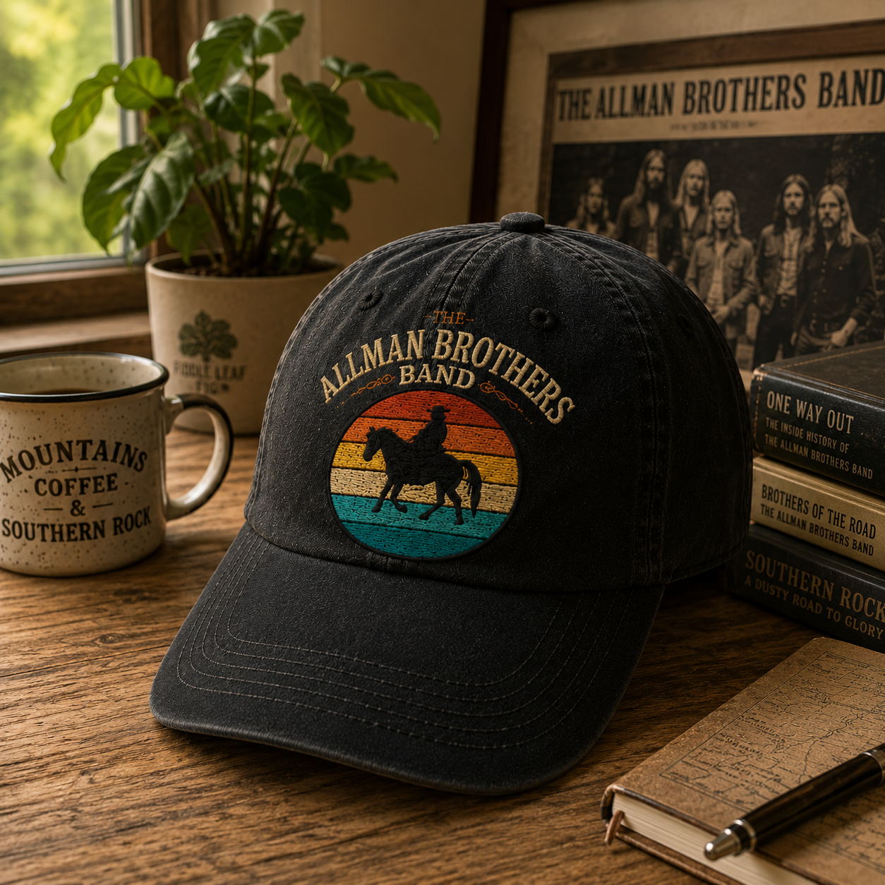 The Allman Brothers Band Vintage Rider Cap – Retro Southern Rock Denim Dad Hat Gift