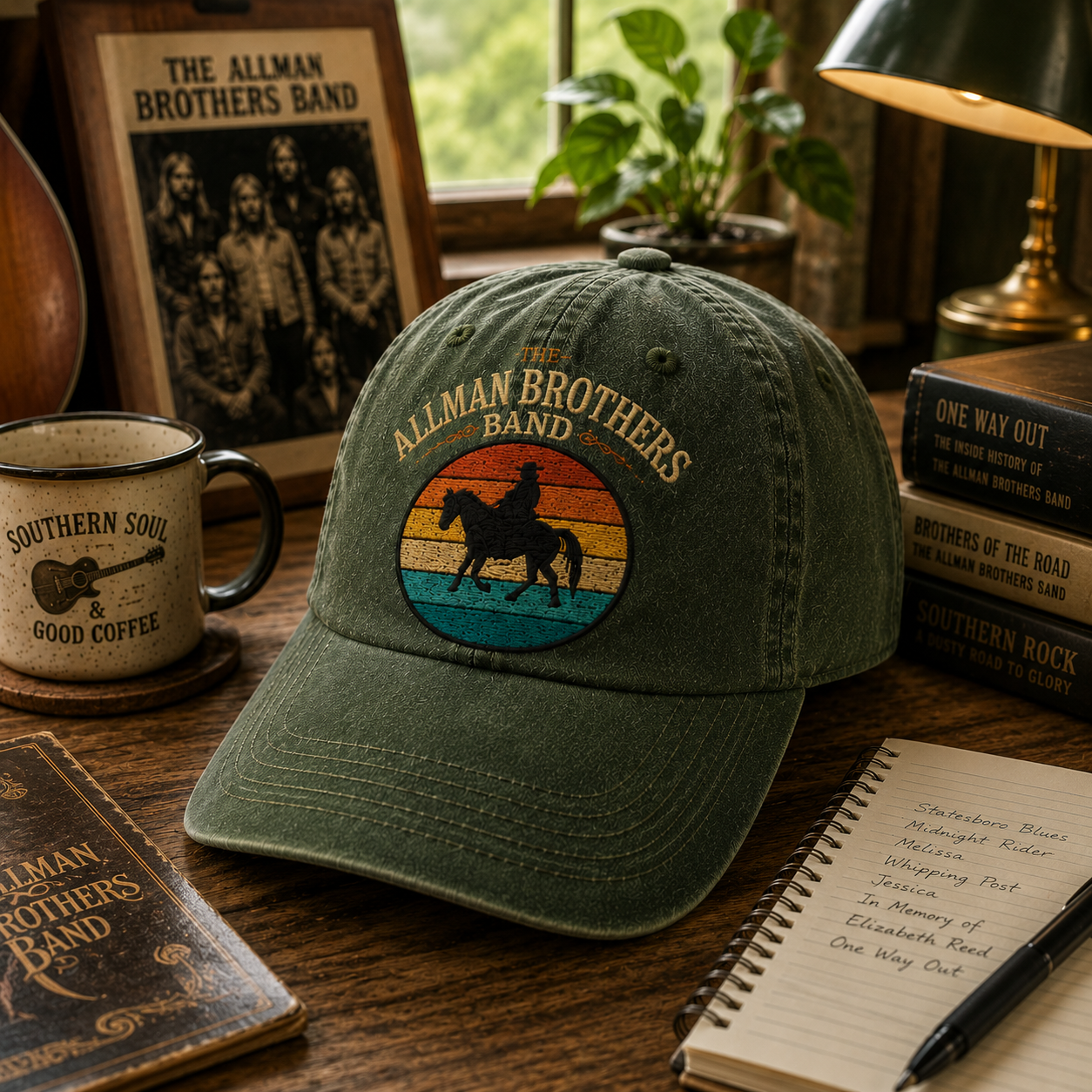 The Allman Brothers Band Vintage Rider Cap – Retro Southern Rock Denim Dad Hat Gift