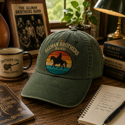 The Allman Brothers Band Vintage Rider Cap – Retro Southern Rock Denim Dad Hat Gift