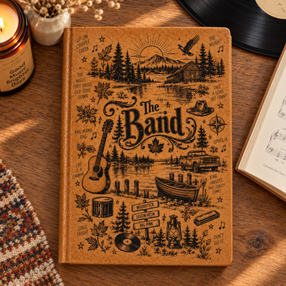 The Band Vintage Leather Journal – Americana Roots Rock Notebook & Levon Helm Tribute Diary