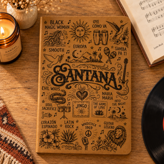 Santana Vintage Leather Journal – Carlos Santana Latin Rock Music Notebook & Diary