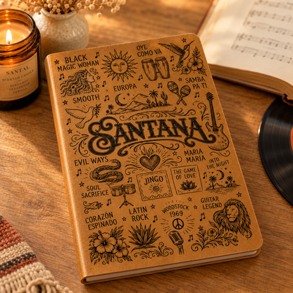Santana Vintage Leather Journal – Carlos Santana Latin Rock Music Notebook & Diary