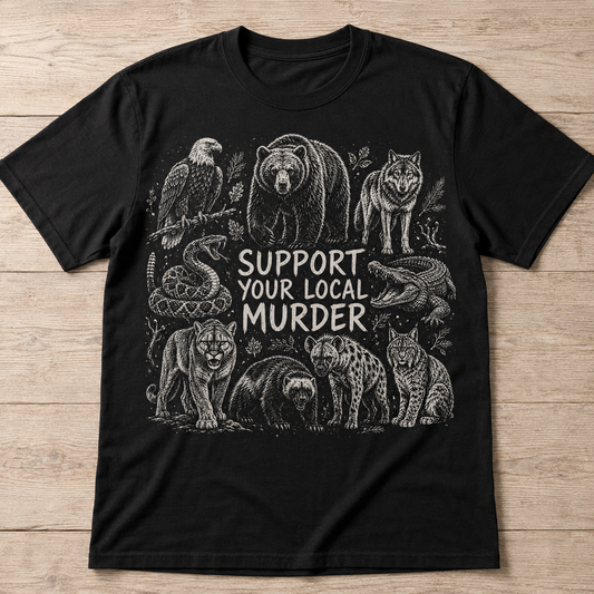 Support Your Local Murder T-Shirt – Wild Animals Graphic Tee, Funny Nature Wildlife Shirt, Outdoor Lover Gift
