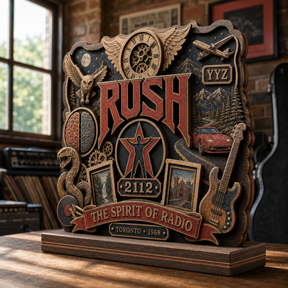 Rush 2112 3-Layer Wooden Plaque – The Spirit of Radio Progressive Rock Music Decor, Rush Fan Gift