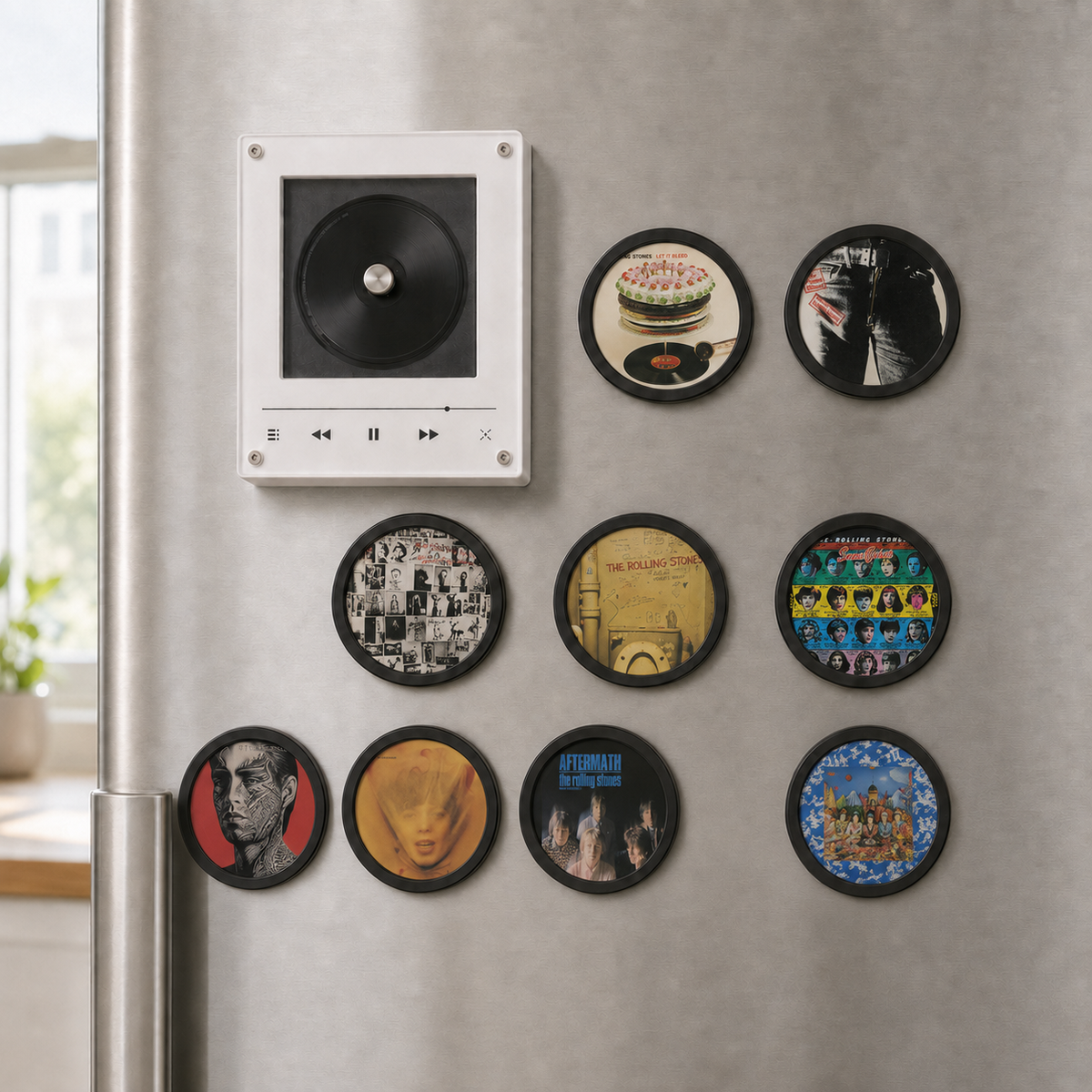 The Rolling Stones Magtunes Magnet Music Player Set – 9 Album Record Magnets, Classic Rock Fan Gift