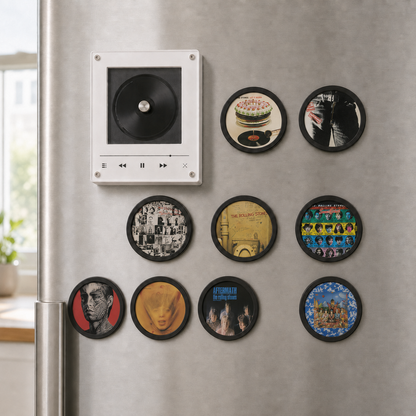 The Rolling Stones Magtunes Magnet Music Player Set – 9 Album Record Magnets, Classic Rock Fan Gift