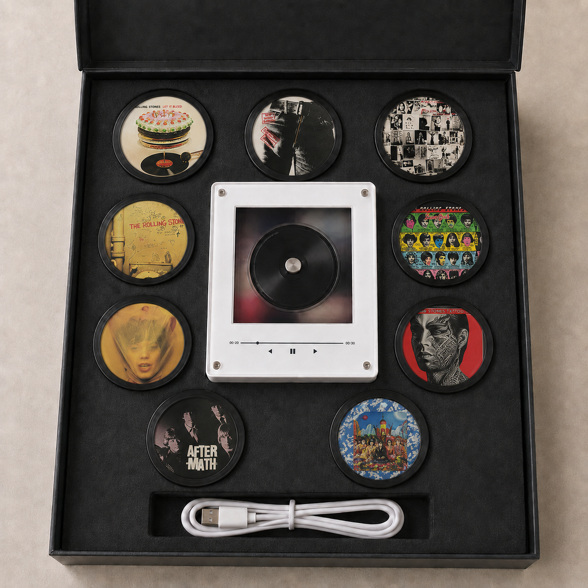 The Rolling Stones Magtunes Magnet Music Player Set – 9 Album Record Magnets, Classic Rock Fan Gift