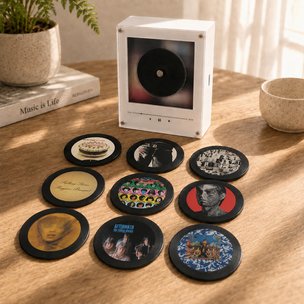 The Rolling Stones Magtunes Magnet Music Player Set – 9 Album Record Magnets, Classic Rock Fan Gift