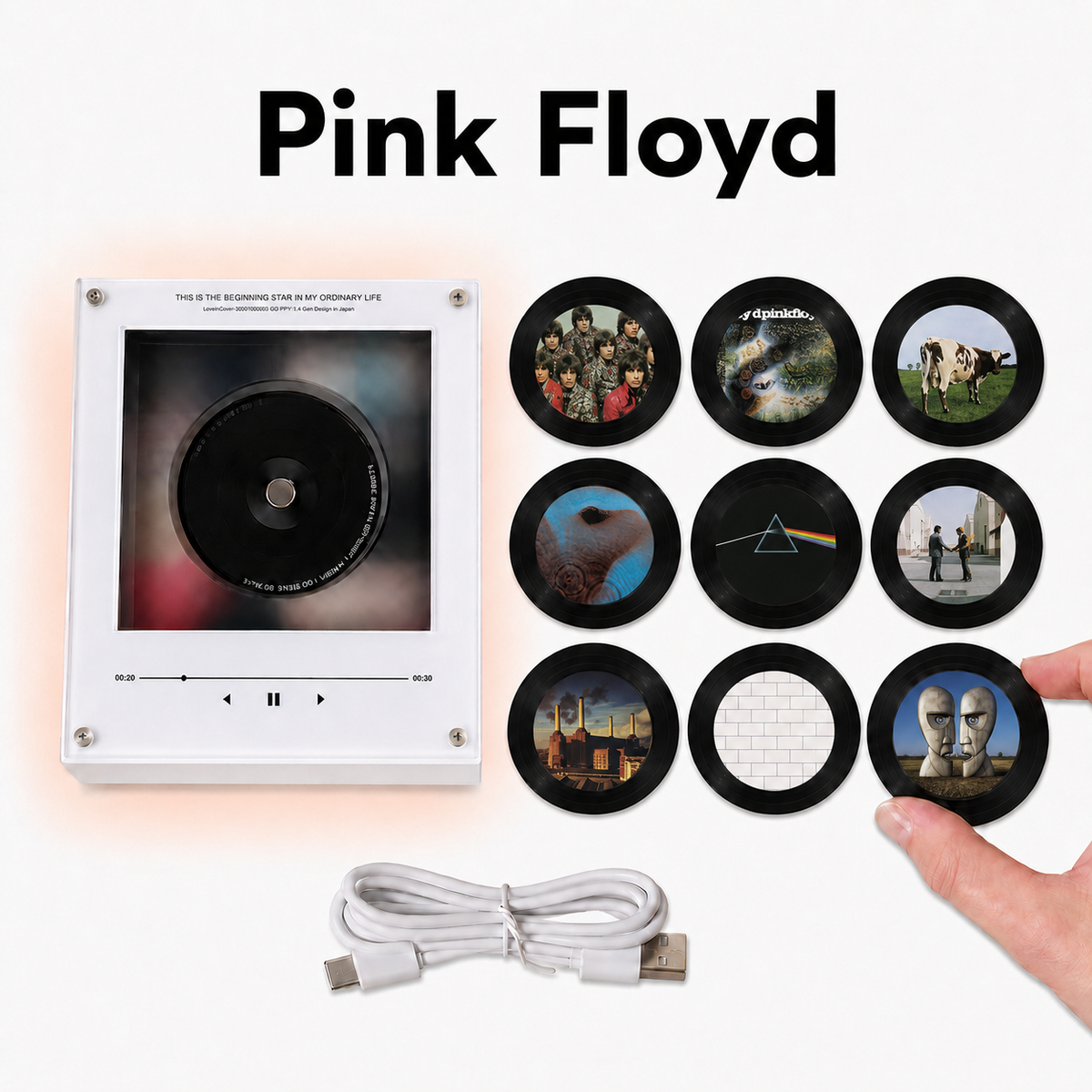 Pink Floyd Magtunes Magnet Music Player Set – 9 Album Record Magnets, Classic Rock Music Lover Gift