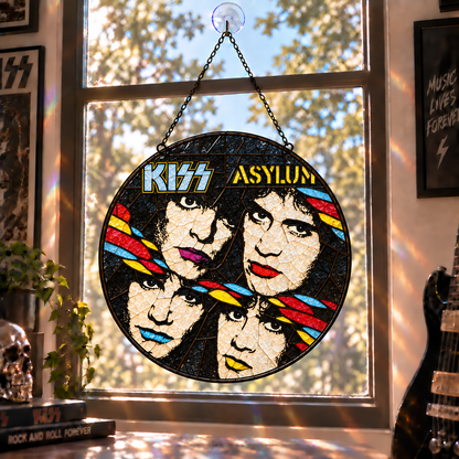 KISS Band Stained Glass Suncatcher – Glam Rock Music Window Hanging Gift for KISS Army