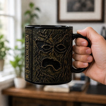 Necronomicon Evil Dead Black Accent Mug, Book of the Dead Horror Coffee Mug, Sam Raimi Horror Fan Gift, Halloween Mug