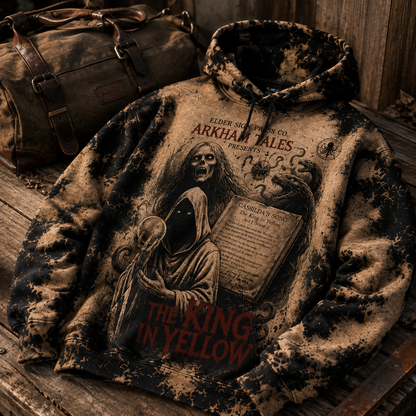 The King in Yellow Hoodie, H.P. Lovecraft Arkham Tales Pullover Hoodie, Gothic Occult Hoodie, Weird Fiction Fan Gift