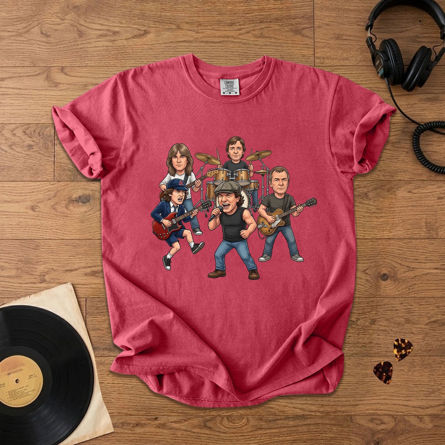 AC/DC Caricature Band T-Shirt – Classic Rock Legends Graphic Tee