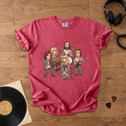 Fleetwood Mac Cartoon Band Graphic T-Shirt – Classic Rock Fan Tee