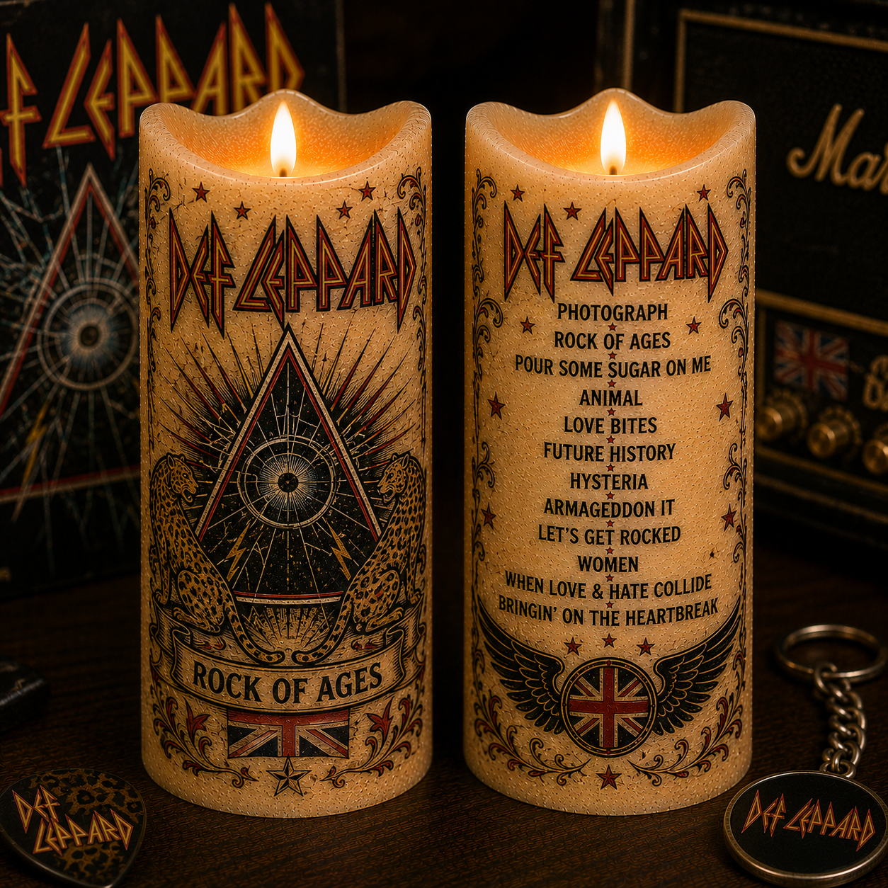 Def Leppard LED Flameless Candle –  Music Decorative Candle with Warm Flickering Light