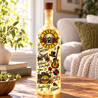 Guns N’ Roses Bottle Lamp – Lighted Rock Music Decor, Classic Rock Gift for GNR Fans