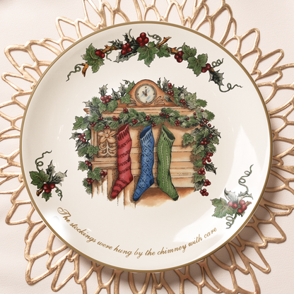 Christmas Stockings by the Fireplace Decorative Ceramic Plate