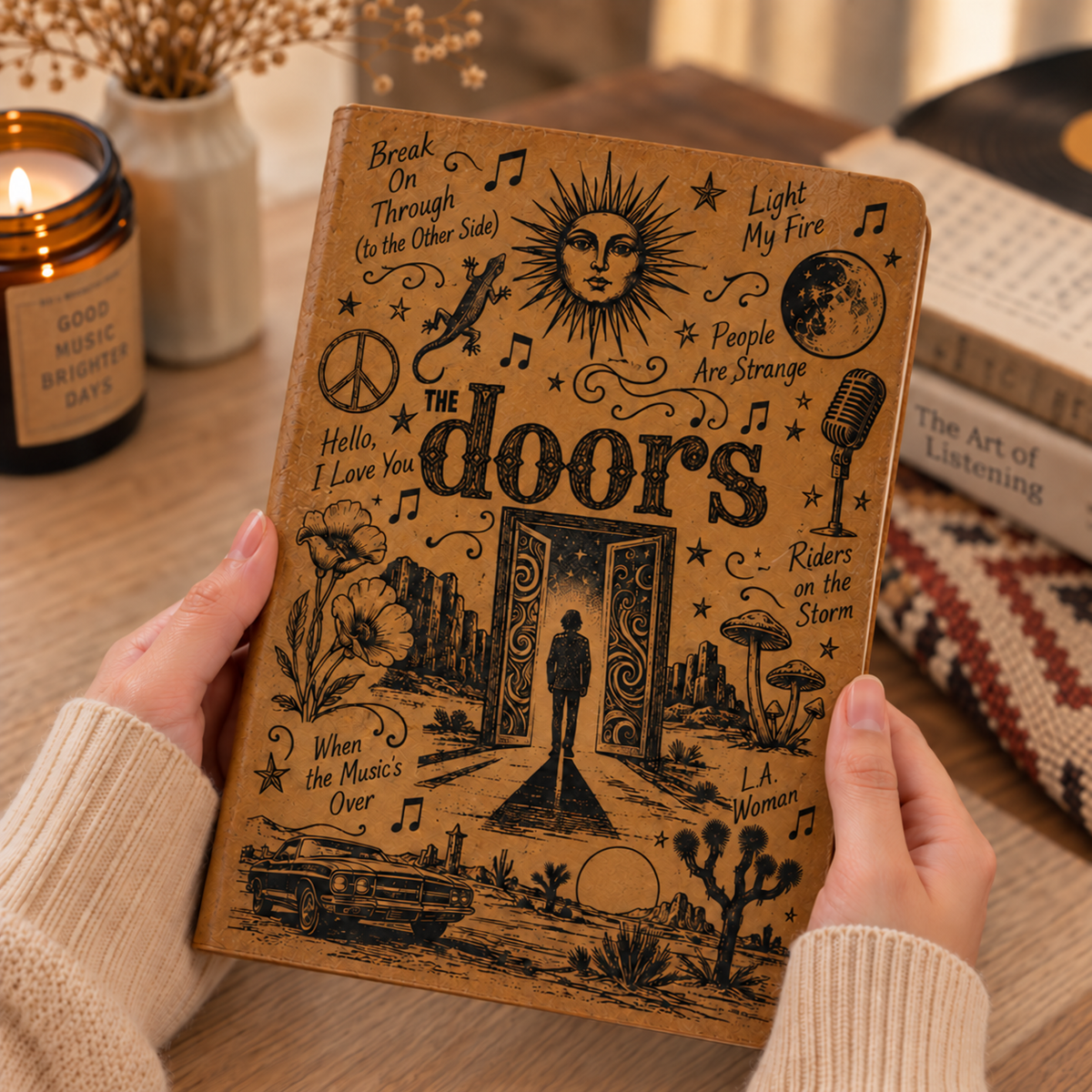 The Doors Vintage Leather Journal – Classic Rock Music Notebook & Jim Morrison Poetry Diary