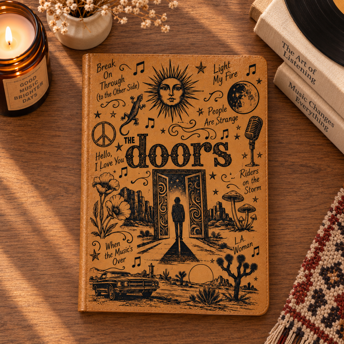 The Doors Vintage Leather Journal – Classic Rock Music Notebook & Jim Morrison Poetry Diary