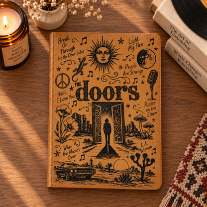 The Doors Vintage Leather Journal – Classic Rock Music Notebook & Jim Morrison Poetry Diary