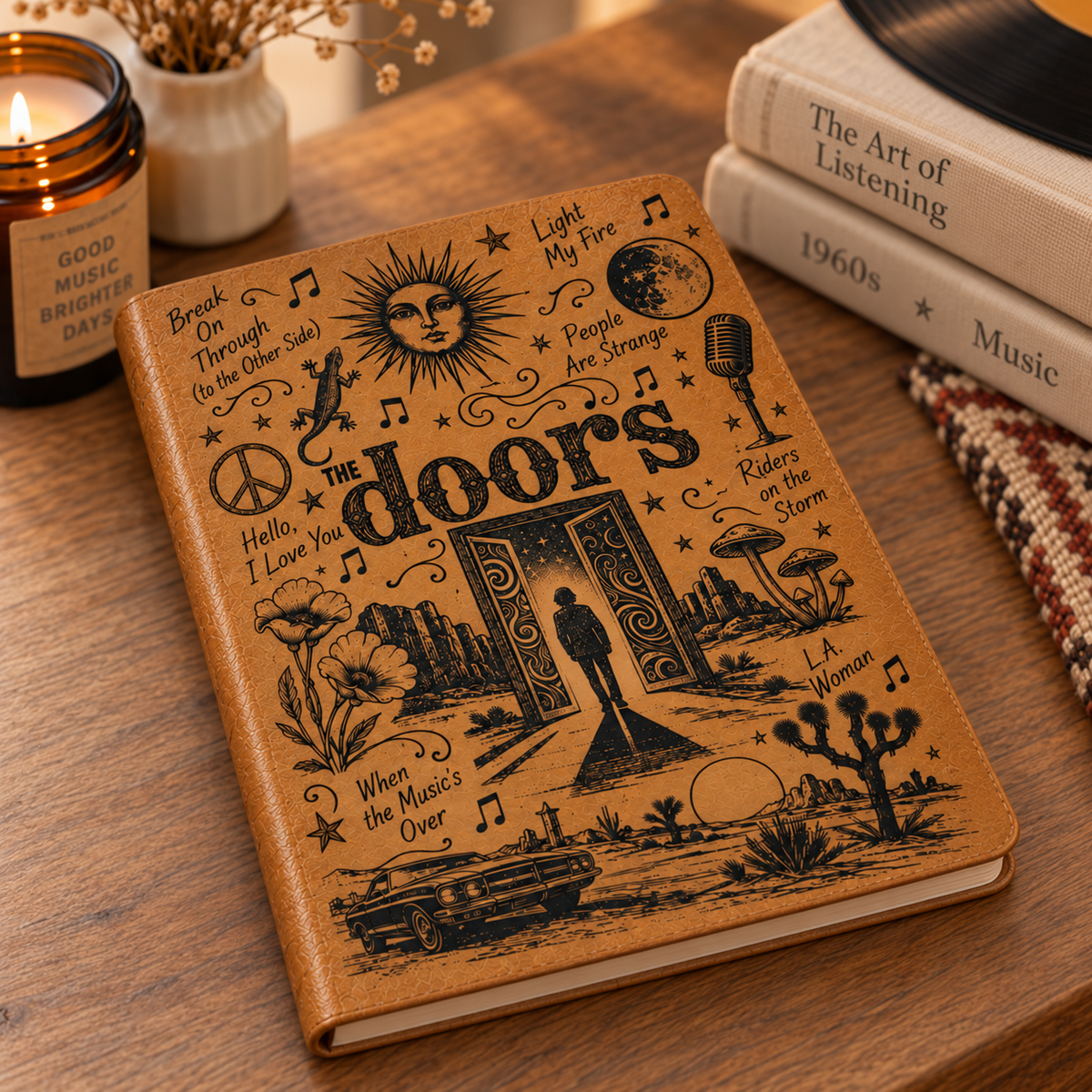 The Doors Vintage Leather Journal – Classic Rock Music Notebook & Jim Morrison Poetry Diary