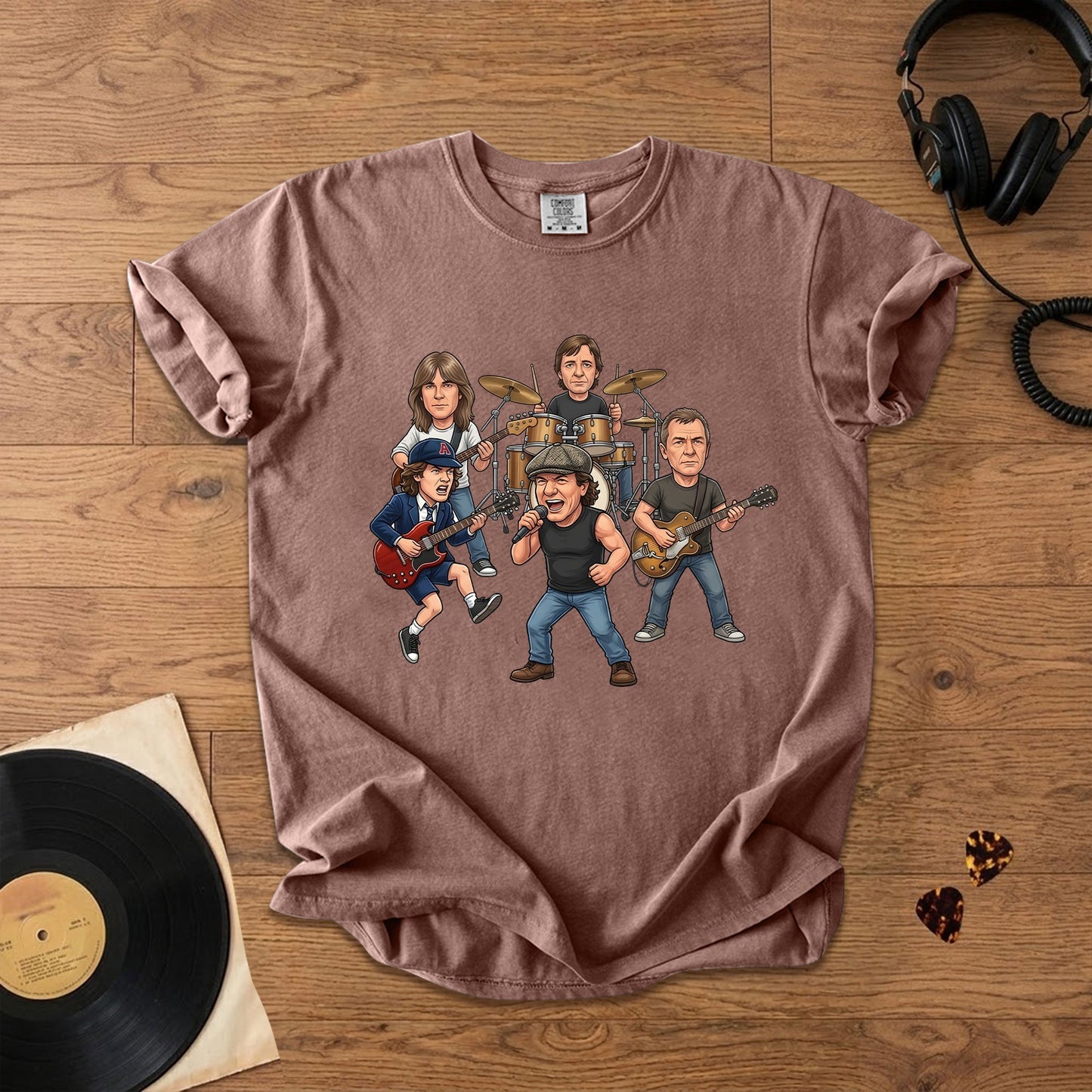 AC/DC Caricature Band T-Shirt – Classic Rock Legends Graphic Tee