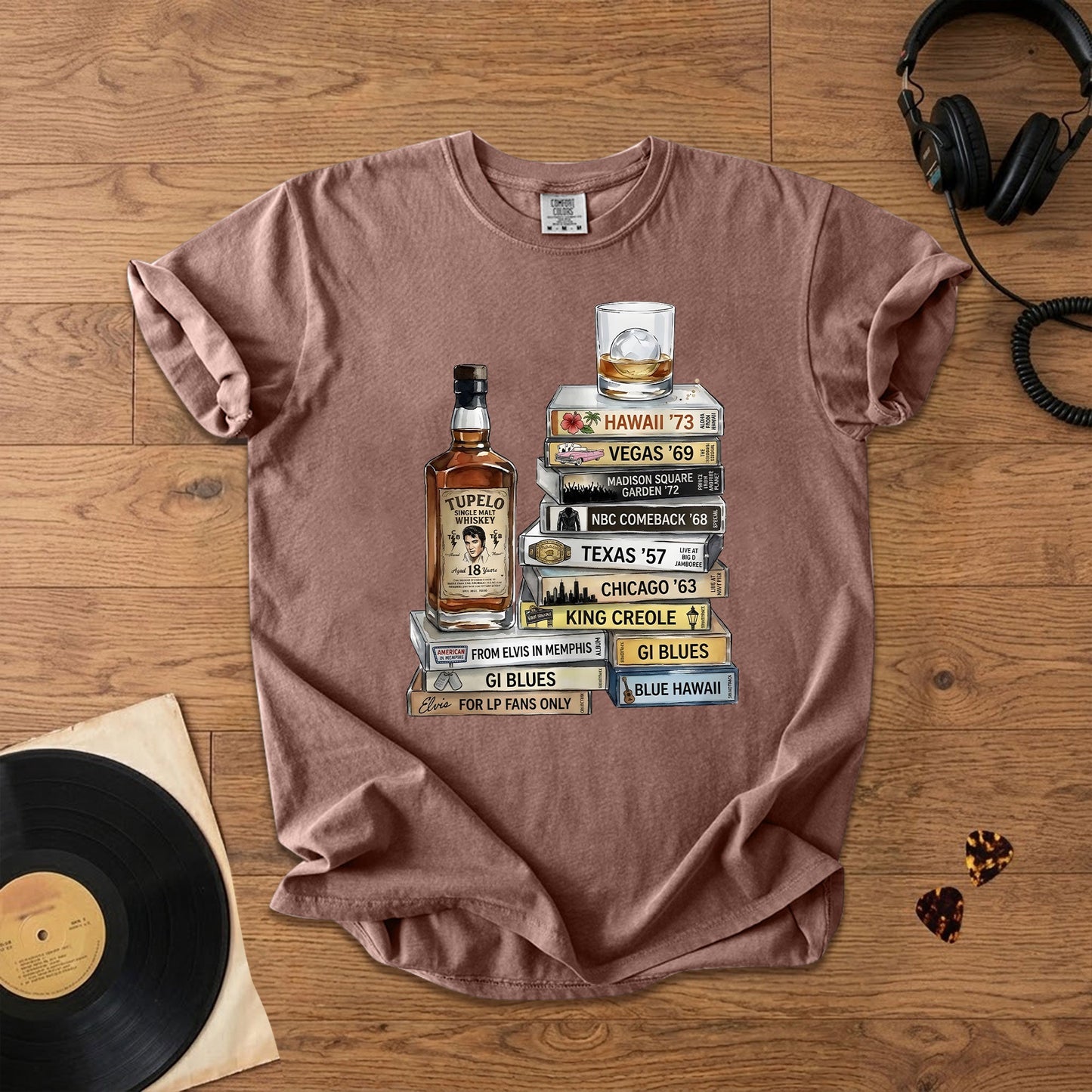 Elvis Presley Cassette Album Collection T-Shirt – Retro Rock Music Elvis Presley Merch Tee