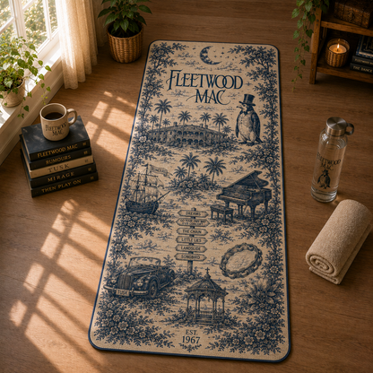 Fleetwood Mac Toile de Jouy Yoga Mat – Vintage Rumours Inspired Fitness & Exercise Mat