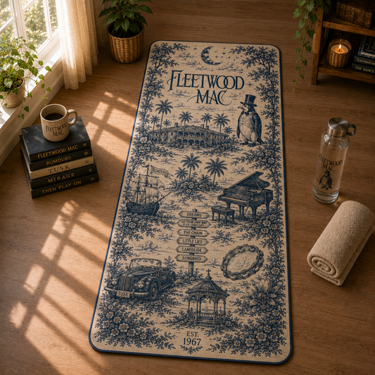 Fleetwood Mac Toile de Jouy Yoga Mat – Vintage Rumours Inspired Fitness & Exercise Mat