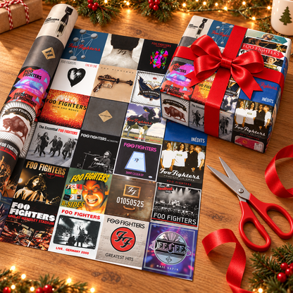 Foo Fighters Album Cover Wrapping Paper Roll – Alternative Rock Music Gift Wrap, Album Collage Christmas Wrapping Paper for Foo Fighters Fans